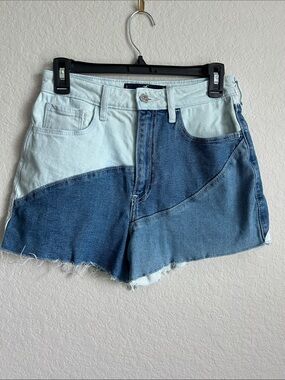 Hollister Two-Tone Light & Dark Blue Patchwork Denim Shorts